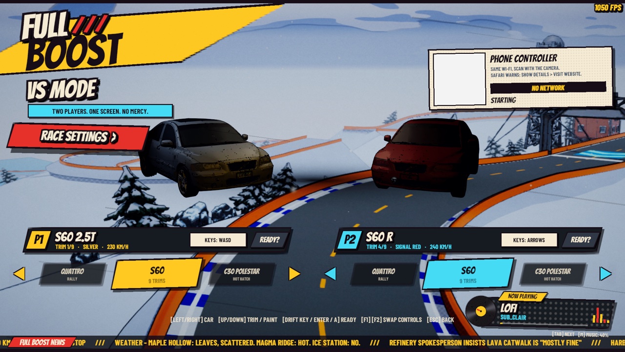 Split-screen VS mode